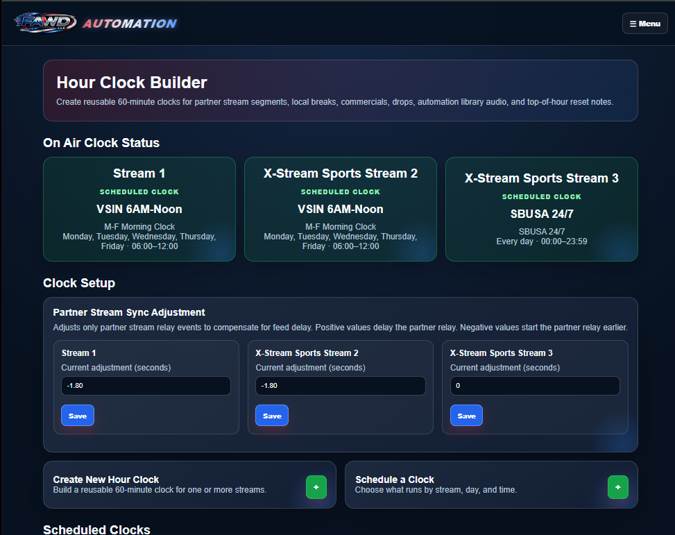 FAWD LLC Automation Clock Editor